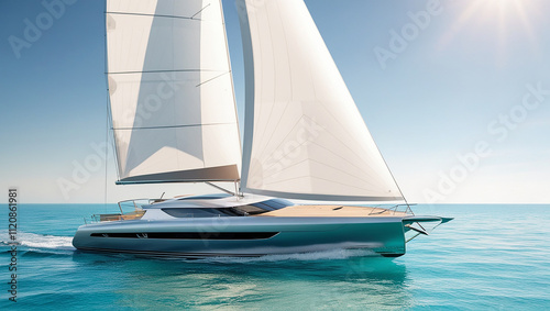 Luxury sailing boat on the sea