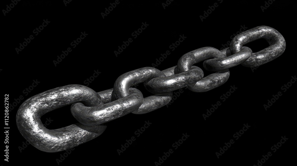 Obraz premium Metal chain links representing strength and durability in industrial applications on a dark background.