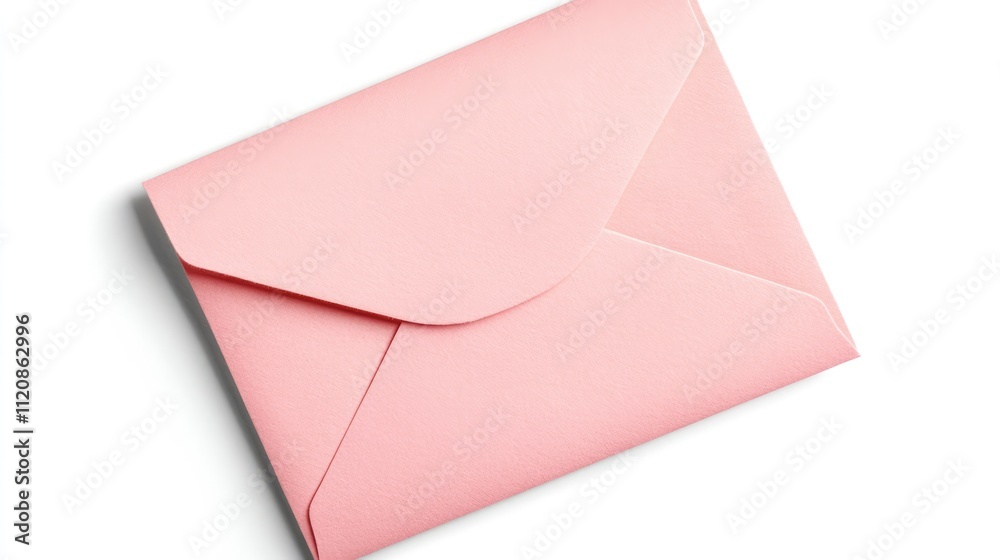 Open pink envelope letter isolated on a clean white background, viewed from above, emphasizing shape and texture, stationery, communication, minimalistic design. Open pink envelope letter isolated on a clean white background, viewed from above, emphasizing shape and texture, stationery, communication, minimalistic design.