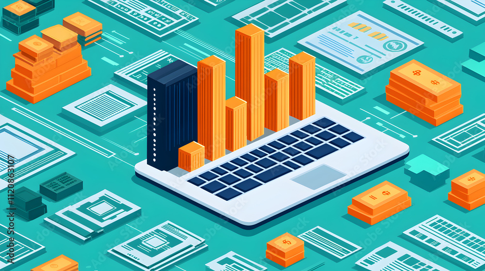 Data-driven business growth strategies digital workspace business infographic contemporary environment top-down view analytics and performance metrics Data-driven business growth strategies digital workspace business infographic contemporary environment top-down view analytics and performance metrics