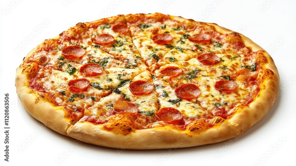 Delicious Margherita Pizza topped with fresh ingredients served on a wooden surface ideal for food photography and culinary presentations