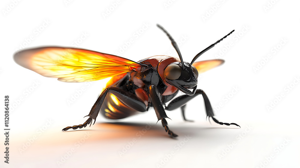 A large black and red bug with a yellow wing A large black and red bug with a yellow wing