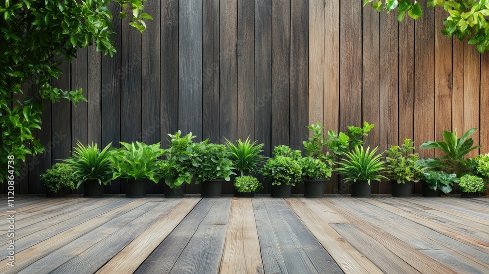 Interior landscape architecture design with wooden textures and potted greenery elements creating a harmonious natural environment backdrop. Interior landscape architecture design with wooden textures and potted greenery elements creating a harmonious natural environment backdrop.