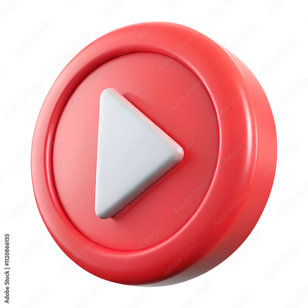 red video play button 3d icon in cartoon plastic style minimal isolated on transparent white background, clipping path red video play button 3d icon in cartoon plastic style minimal isolated on transparent white background, clipping path