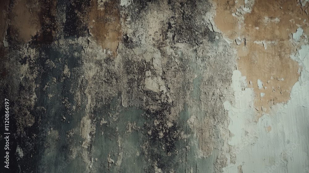Obraz premium Mold Infestation on Interior Walls Resulting from Water Damage in Abandoned Property