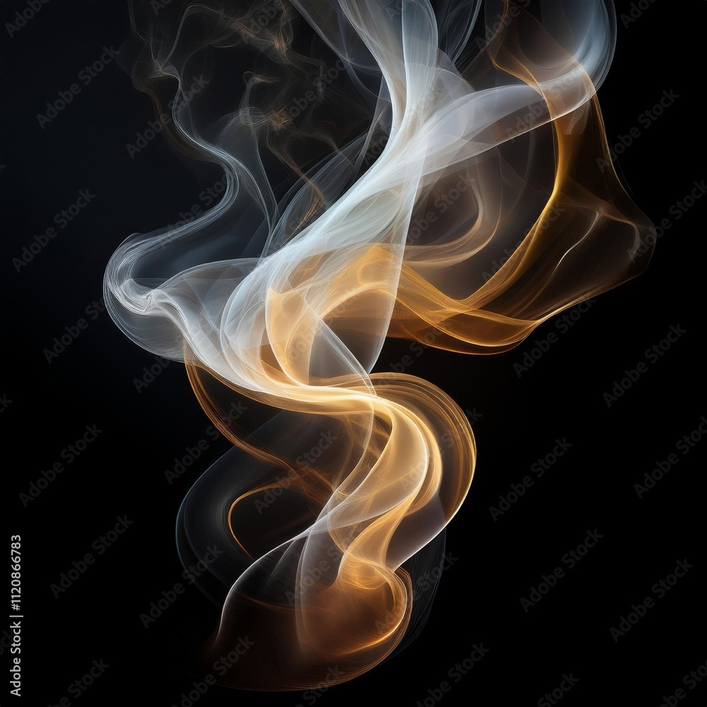 Obraz premium Unique Transparent Smoke Isolated in Black Background