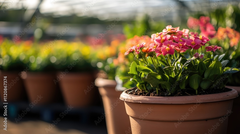 Orchid flower pots displayed in a vibrant plant nursery, featuring colorful blooms and lush greenery, with a blurred background of thriving plants, gardening, floral, nature. Orchid flower pots displayed in a vibrant plant nursery, featuring colorful blooms and lush greenery, with a blurred background of thriving plants, gardening, floral, nature.