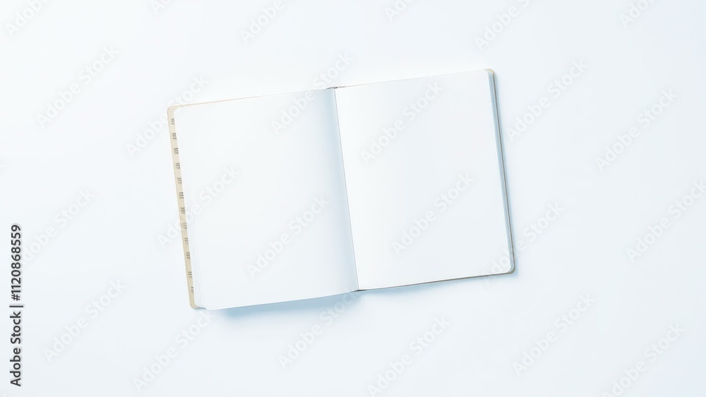 Blank Open Notebook on White Background: Perfect for Mockups, Presentations, and Creative Projects Blank Open Notebook on White Background: Perfect for Mockups, Presentations, and Creative Projects