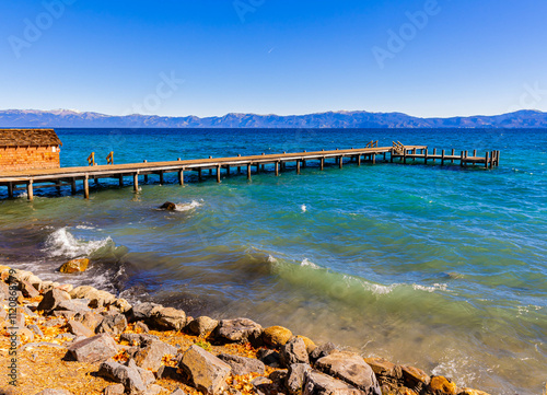 Historic Boat House and Pier on The Shore of Lake Tahoe, Ed Z'berg- Sugar Pine Point State Park, Tahoma, California, USA photo