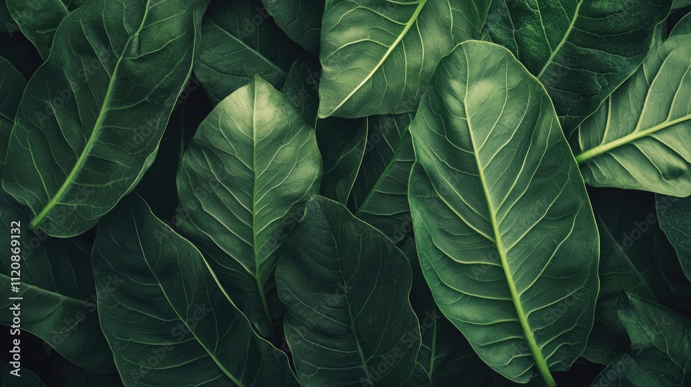 Macro Shot of Lush Green Leaf Textures with Natural Patterns and Copy Space for Background Use Macro Shot of Lush Green Leaf Textures with Natural Patterns and Copy Space for Background Use