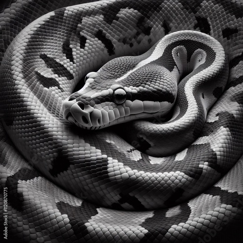 4 Grayscale A range of shades of gray highlighting the snake's s photo