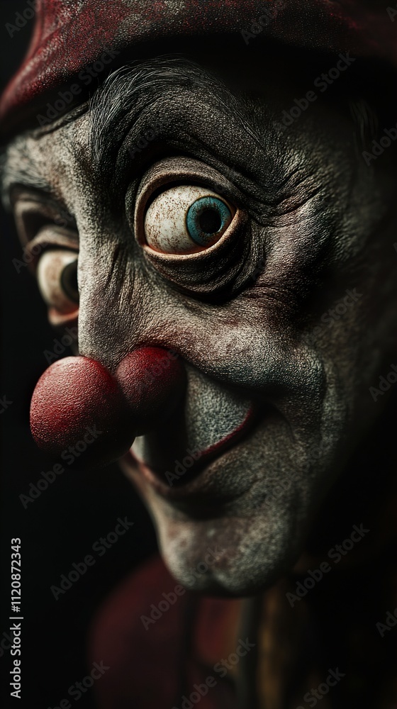 A Creepy Clown Portrait: Dark, Moody, and Mysterious A Creepy Clown Portrait: Dark, Moody, and Mysterious