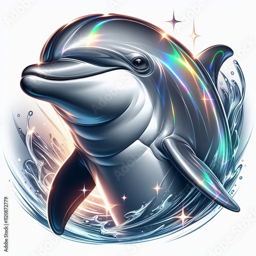 7 Dolphin's Playful Smile An illustration capturing a dolphin's photo