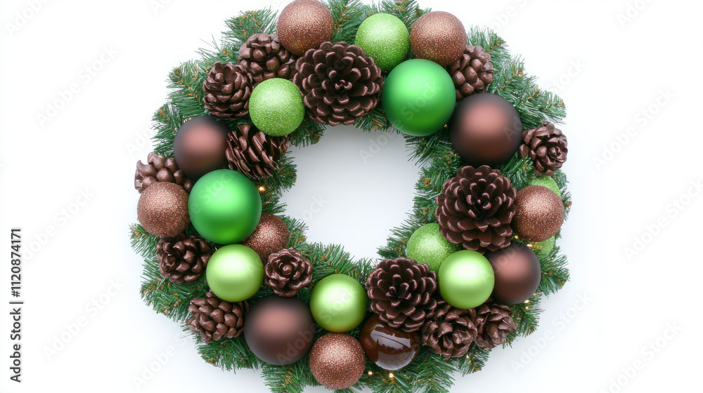 brown and green pine cone Christmas wreath for festive holiday decorations 