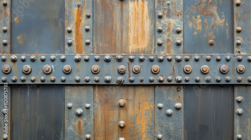 Rusty steel bridge detail showcasing industrial construction elements and textures against a weathered backdrop for design and engineering themes.