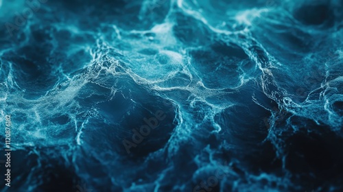 Realistic blue water wave texture with blurred reflection for abstract background design in trendy natural themes and visual projects photo