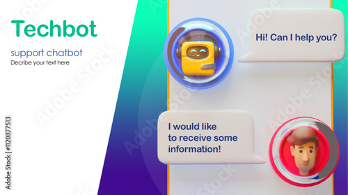 Online chatbot vector design template background. user chatting in messenger and asking smart robot for help. Support service with artificial intelligence, automatic chat bot