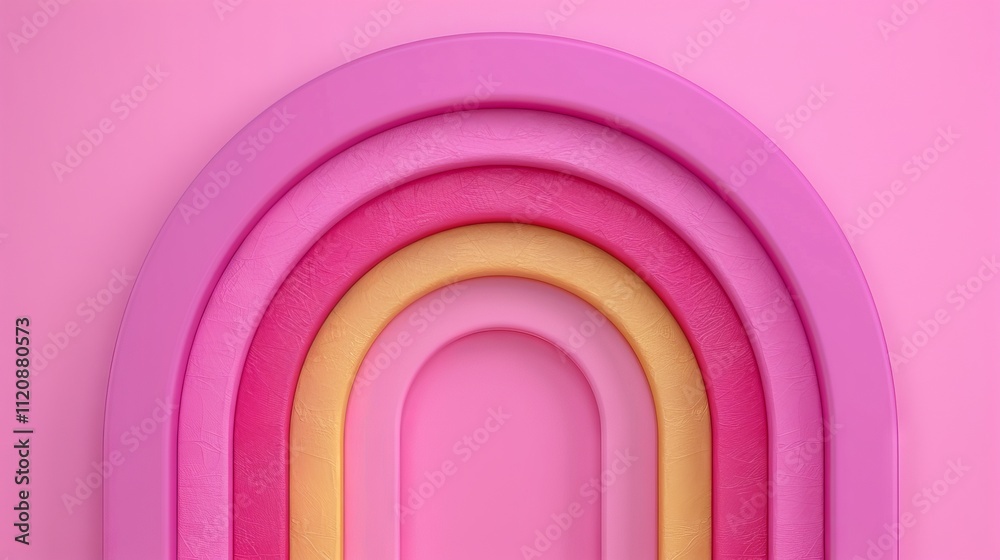 Fototapeta premium Colorful arches on a pink backdrop