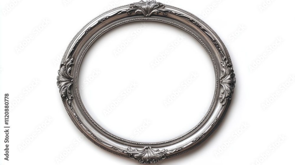Ornate oval silver frame with intricate detailing, ideal for displaying paintings, mirrors, or photographs, vintage style, decorative accessory, home decor. Ornate oval silver frame with intricate detailing, ideal for displaying paintings, mirrors, or photographs, vintage style, decorative accessory, home decor.