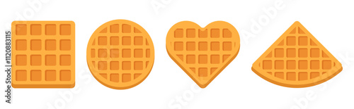 Set of waffle different shape flat illustration clipart cartoon