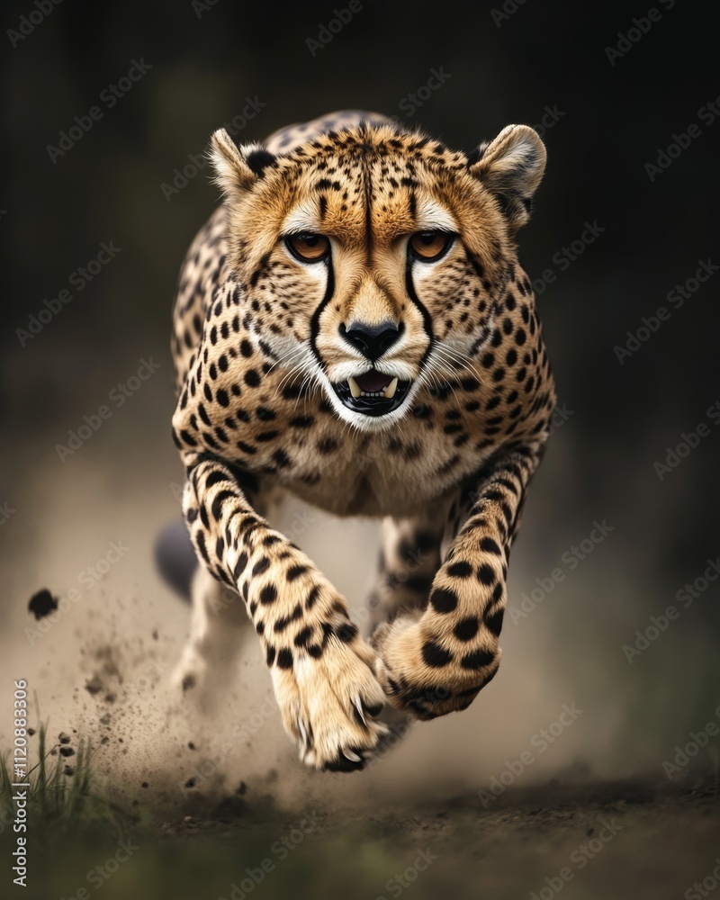 Cheetah Sprinting in Motion Through the Grasslands Cheetah Sprinting in Motion Through the Grasslands