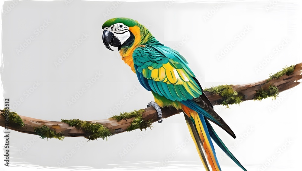 Obraz premium Colorful parrot perched on branch tropical jungle wildlife photography natural habitat close-up vibrant colors