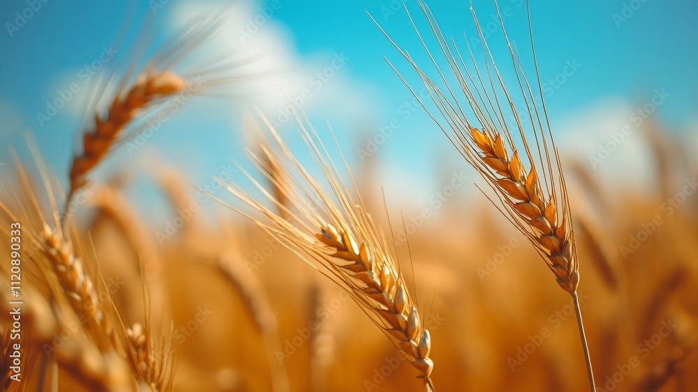 Golden Wheat Stalks Swaying in the Breeze, A Vibrant Harvest Scene Photographed with Golden Wheat Stalks Swaying in the Breeze, A Vibrant Harvest Scene Photographed with