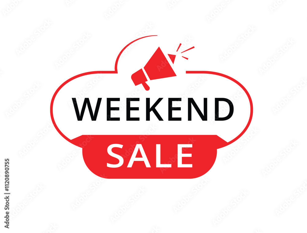Weekend sale vector sign, badge icon. Modern banner element on white Weekend sale vector sign, badge icon. Modern banner element on white