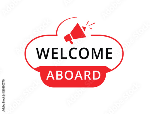 Welcome aboard vector sign, badge icon. Modern banner element on white