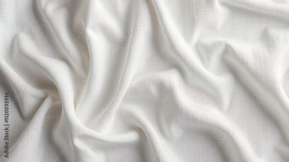 Obraz premium Premium White Linen Fabric Texture, Draped Cotton Material Background for Design & Product Presentation