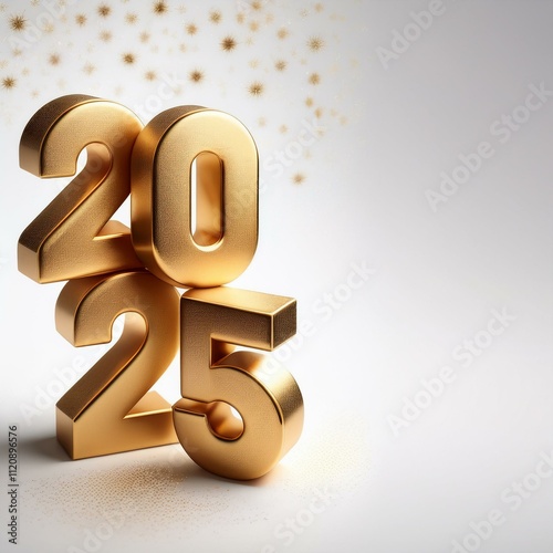 2025 Golden 3d Letters Happy New Year, 2025, 3d 2025, Golden 2025