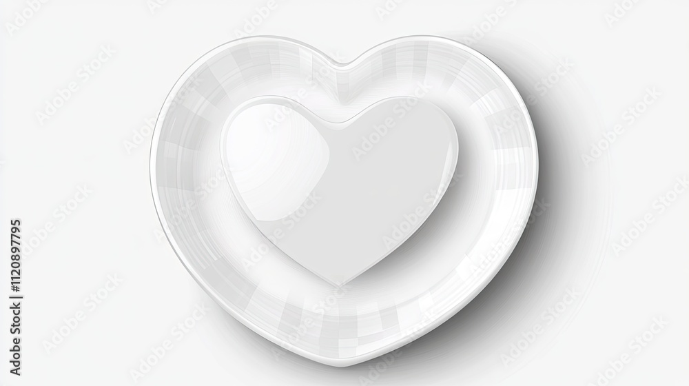 White heart-shaped dish with smaller heart inside. White heart-shaped dish with smaller heart inside.