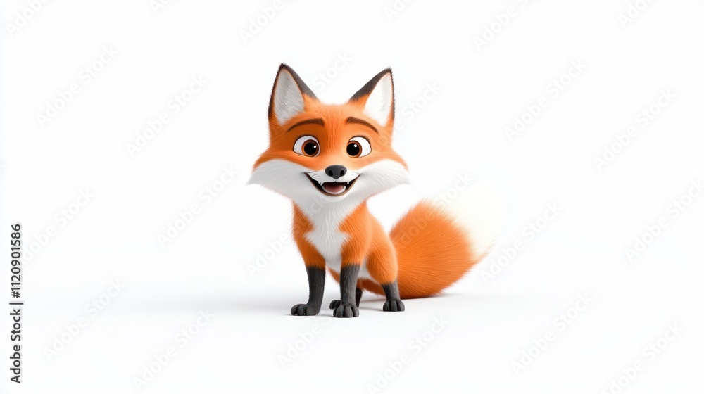 Fototapeta premium A cheerful cartoon fox character with a friendly expression.