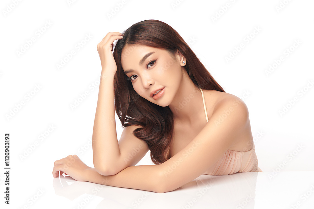 Beautiful young asian woman with clean fresh skin on white background, Face care, Facial treatment, Cosmetology, beauty and spa, Asian women portrait. Beautiful young asian woman with clean fresh skin on white background, Face care, Facial treatment, Cosmetology, beauty and spa, Asian women portrait.