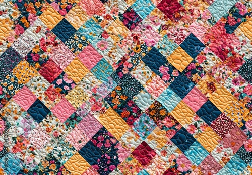 seamless of  Quilting Patchwork Floral Fabric Squares