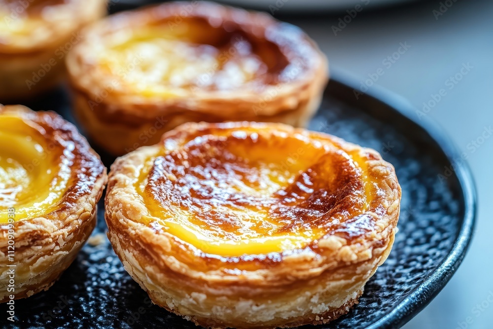 Golden egg tarts with flaky crusts, rich custard filling. Perfect for food blogs, bakery websites, or recipes showcasing delicious pastries. Golden egg tarts with flaky crusts, rich custard filling. Perfect for food blogs, bakery websites, or recipes showcasing delicious pastries.