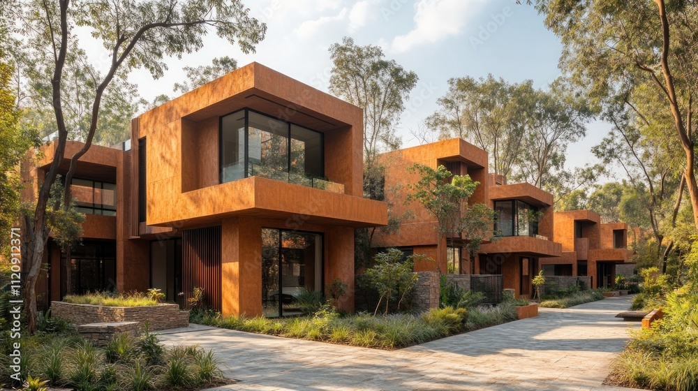 Modern architectural homes surrounded by greenery Modern architectural homes surrounded by greenery