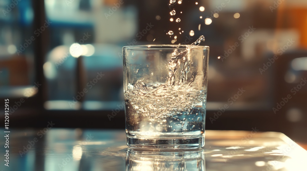 A refreshing splash of water in a glass, capturing a moment of vitality. A refreshing splash of water in a glass, capturing a moment of vitality.