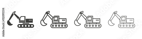 Excavator icon pack. vector illustration