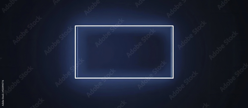 Glowing neon rectangle on dark background. Glowing neon rectangle on dark background.