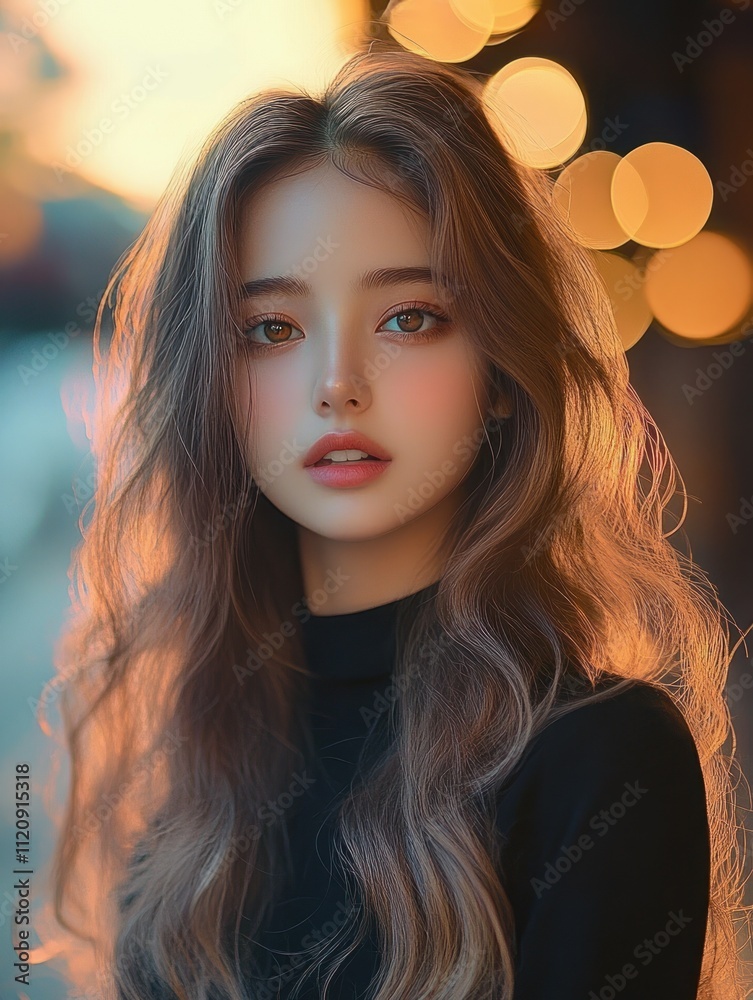 Selfie of a Pretty Asian Woman with Long Wavy Hair in Casual Fashion Selfie of a Pretty Asian Woman with Long Wavy Hair in Casual Fashion