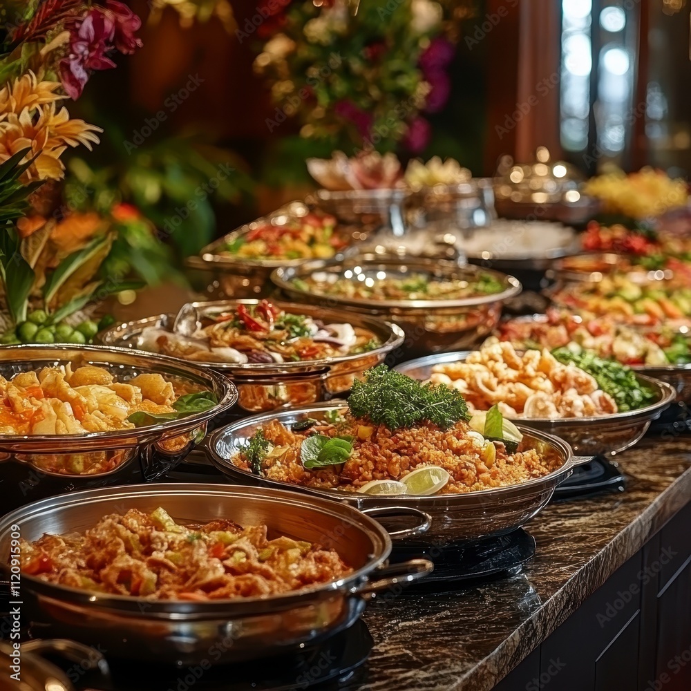 Delicious Buffet Food Asian Cuisine Restaurant Catering Party Food