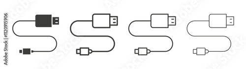 USB cable icon pack. vector illustration