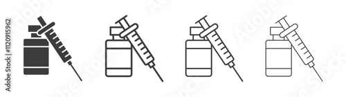 Vaccine vial icon pack. vector illustration