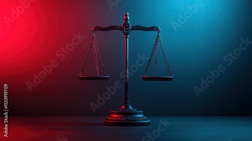 Labor rights. Justice balancing act studio setting photography dark and light environment artistic viewpoint symbol of fairness