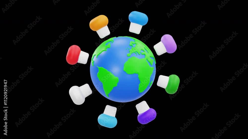 Global Connectivity 3D Animation, Alpha Channel Global Connectivity 3D Animation, Alpha Channel