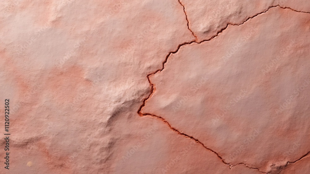 Naklejka premium Detailed Pinkish-Red Stone Texture, Cracked, Veined Surface Background