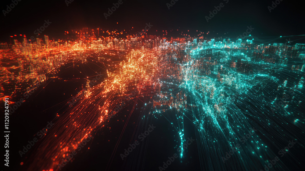 A 3D-rendered world map with bright digital lines connecting major cities, showcasing the concept of a global network A 3D-rendered world map with bright digital lines connecting major cities, showcasing the concept of a global network