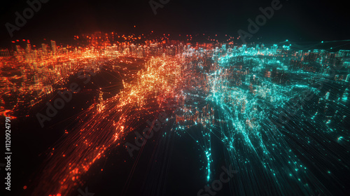 A 3D-rendered world map with bright digital lines connecting major cities, showcasing the concept of a global network 