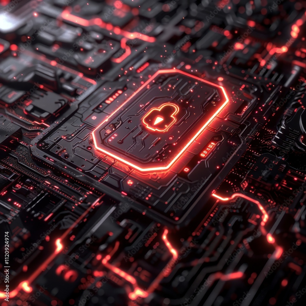 Secure Digital Data Streaming Futuristic Circuit Board Secure Digital Data Streaming Futuristic Circuit Board